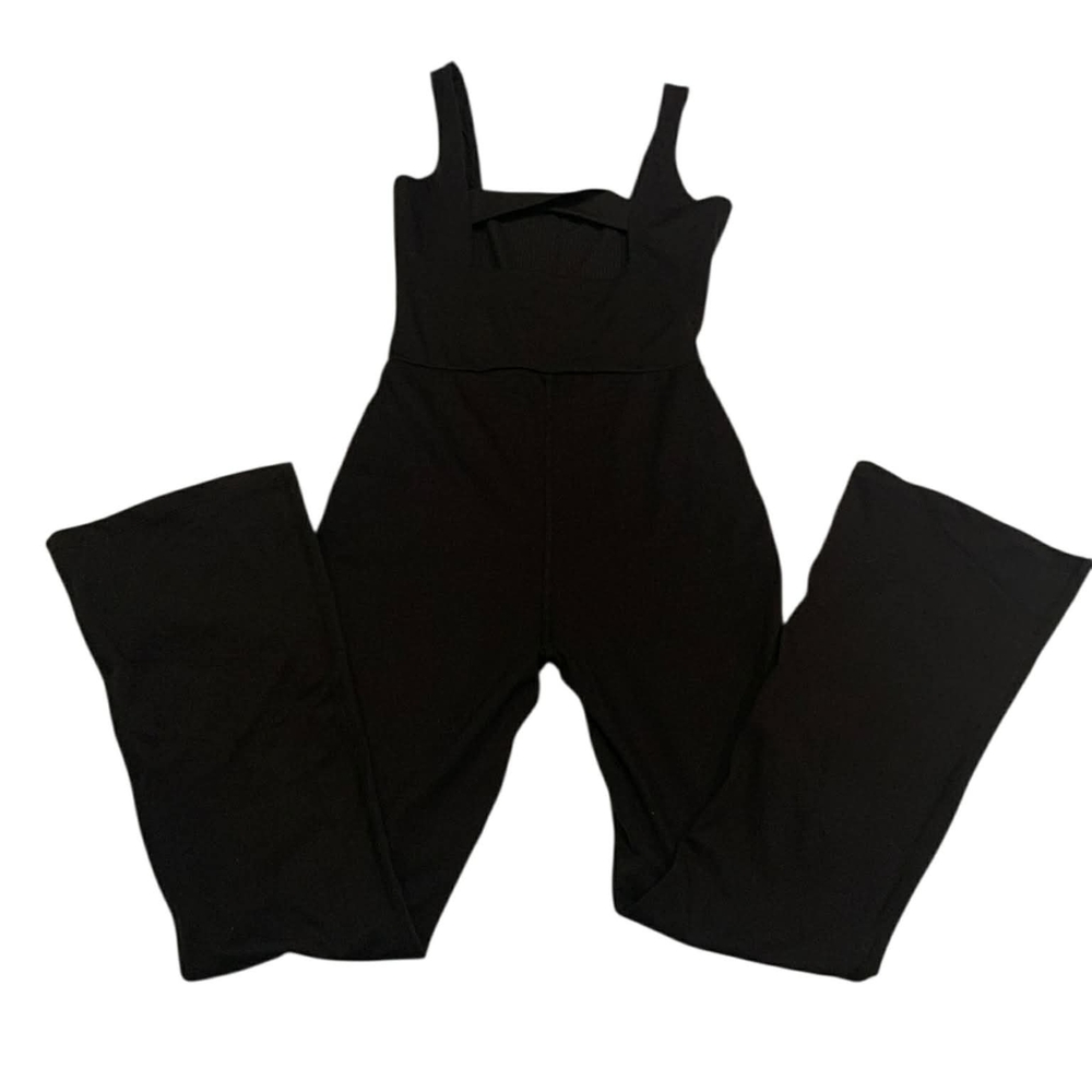 TIS Thrive Black Flare Jumpsuit Activewear Cutout L - Picture 2 of 7